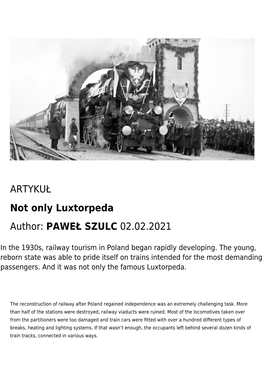 ARTYKUŁ Not Only Luxtorpeda Author: PAWEŁ SZULC 02.02.2021
