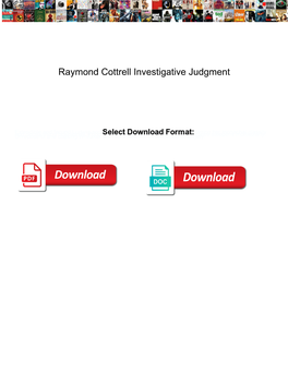 Raymond Cottrell Investigative Judgment