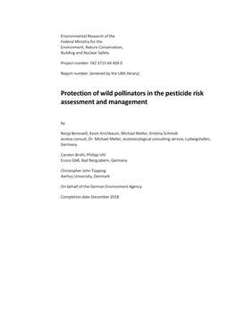 Schutz Von Wildlebenden Bestäubern in Der Risikobewertung Und Im