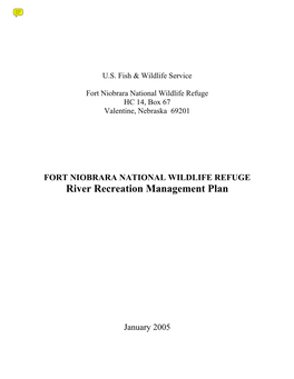 FORT NIOBRARA NATIONAL WILDLIFE REFUGE River Recreation Management Plan