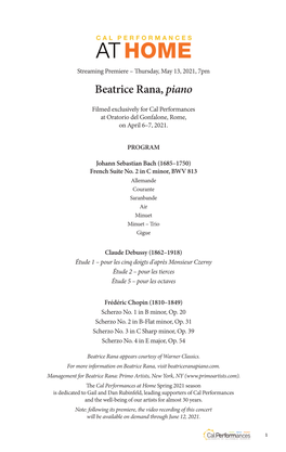 Beatrice Rana, Piano
