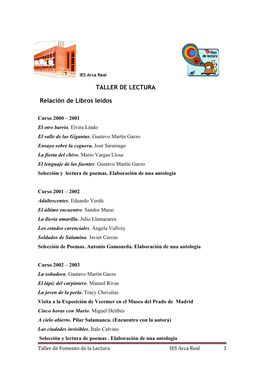 Taller De Lectura De Padres Y Profesores