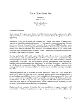 Grace Gao: for a More Just China