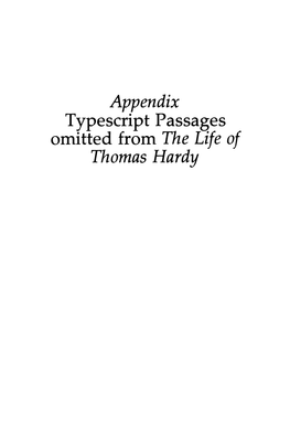 Appendix Thomas Hardy