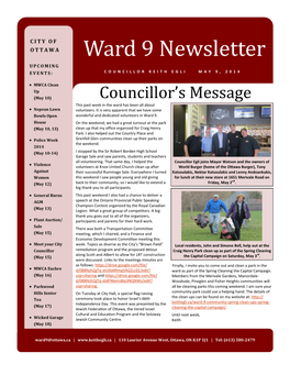 Ward 9 Newsletter Councillor Keith Egli