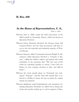 H. Res. 259 in the House of Representatives