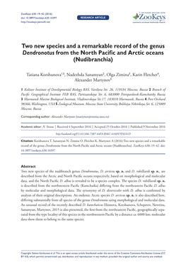 ﻿Two New Species and a Remarkable Record of the Genus Dendronotus