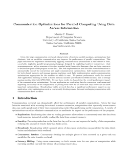 Communication Optimizations for Parallel Computing Using Data Access Information