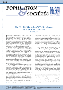 The “Civil Solidarity Pact” (PACS) in France: an Impossible Evaluation