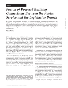 Fusion of Powers? Building Connections Between the Public Service and the Legislative Branch