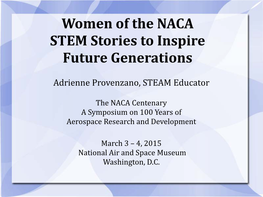 Women of the NACA STEM Stories to Inspire Future Generations