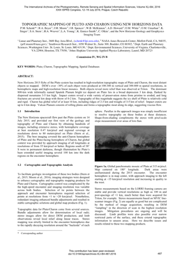 Topographic Mapping of Pluto and Charon Using New Horizons Data P.M