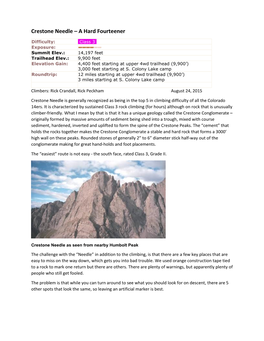 Crestone Needle – a Hard Fourteener