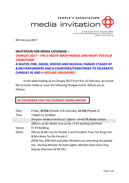 Invitation for Media Coverage – Chingay 2017 – the 2-Night