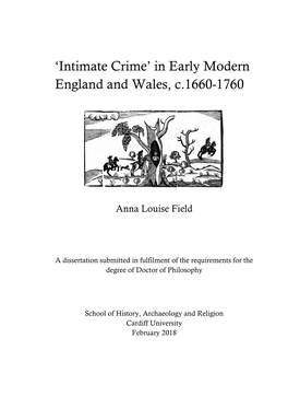 'Intimate Crime' in Early Modern England and Wales, C.1660-1760