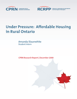 Affordable Housing in Rural Ontario