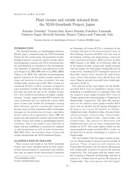 Plant Viruses and Viroids Released from the NIAS Genebank Project, Japan