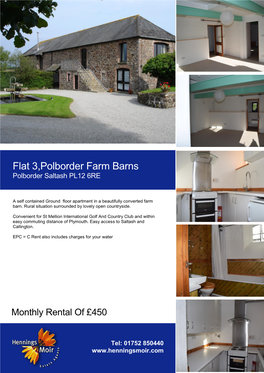 Flat 3,Polborder Farm Barns Polborder Saltash PL12 6RE