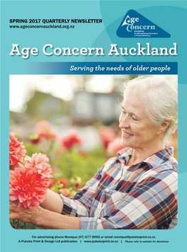 Age Concern Auckland Serving the Needs of Older People