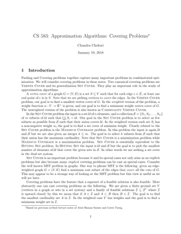 CS 583: Approximation Algorithms: Covering Problems∗