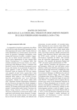 Aquileia E La Costa Del Timavo in Documenti Inediti Di Luigi Ferdinando Marsili (1658-1730)