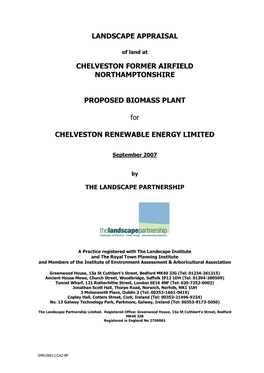 LANDSCAPE APPRAISAL CHELVESTON FORMER AIRFIELD NORTHAMPTONSHIRE PROPOSED BIOMASS PLANT for CHELVESTON RENEWABLE ENERGY LIMITED
