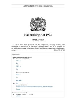 Hallmarking Act 1973