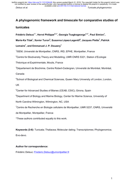 A Phylogenomic Framework and Timescale for Comparative Studies Of