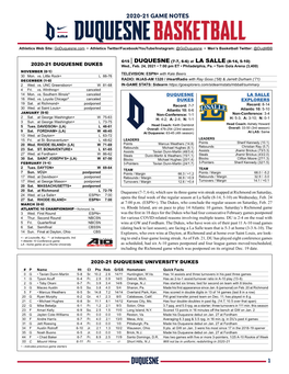 1 2020-21 Game Notes