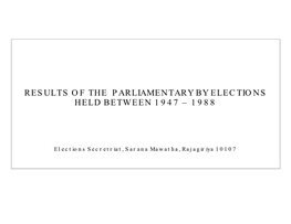 Elections 1947 to 1988