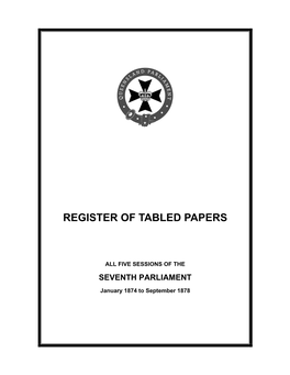 Register of Tabled Papers