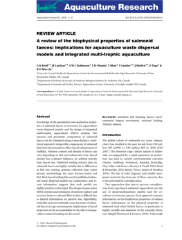 A Review of the Biophysical Properties of Salmonid Faeces: Implications for Aquaculture Waste Dispersal Models and Integrated Multi-Trophic Aquaculture