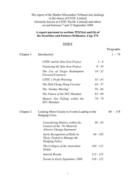 Formerly Known As CITIC Pacific Limited) and Others on and Between 7 and 12 September 2008