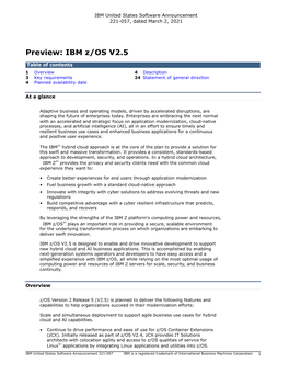 Preview: IBM Z/OS V2.5 [Pdf]