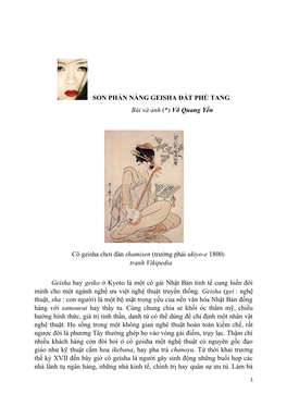 SON PHẤN NÀNG GEISHA ĐẤT PHÙ TANG Bài Và Ảnh (*) Võ Quang Yến