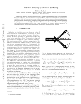 Arxiv:1606.08602V5 [Physics.Acc-Ph] 20 Nov 2016 Ing of a Soft Photon with Energy Ω0 on an Ultra-Relativistic 2 Electron with Energy Ε0 = Γmc