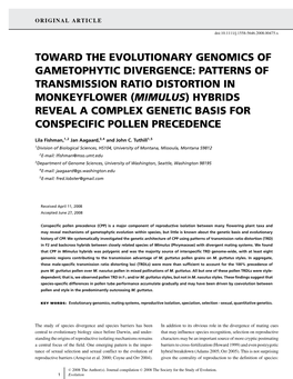 Toward the Evolutionary Genomics of Gametophytic