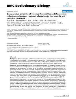 Comparative Genomics of Thermus