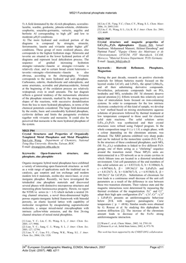 Crystal Structures and Properties of Organically Templated Metal