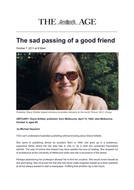 The Sad Passing of a Good Friend