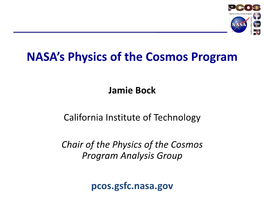 NASA's Physics of the Cosmos Program