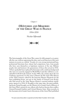 Stories and Memories of the Great War in France. 1914–2018