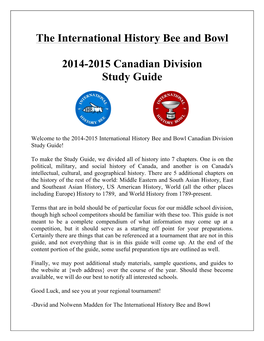 The International History Bee and Bowl 2014-2015 Canadian Division