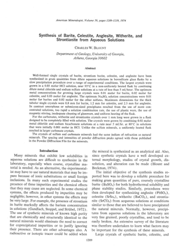 Synthesis of Barite, Celestite, Anglesite, Witherite, And