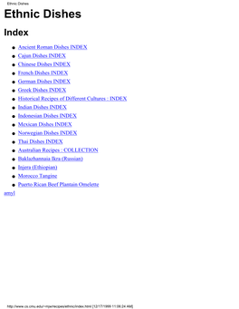 Ethnic Dishes Ethnic Dishes Index