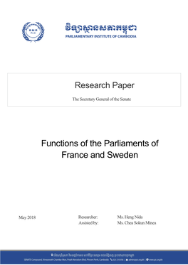 Functions of the Parliaments of France and Sweden