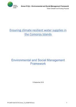 Ensuring Climate Resilient Water Supplies in the Comoros Islands