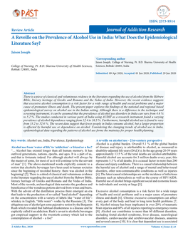 A Reveille on the Prevalence of Alcohol Use in India: What Does the Epidemiological Literature Say?