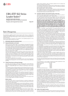 UBS–ETF SLI Swiss Leader Index®