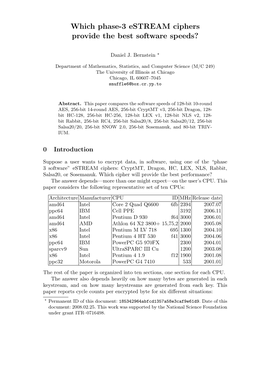 Which Phase-3 Estream Ciphers Provide the Best Software Speeds?